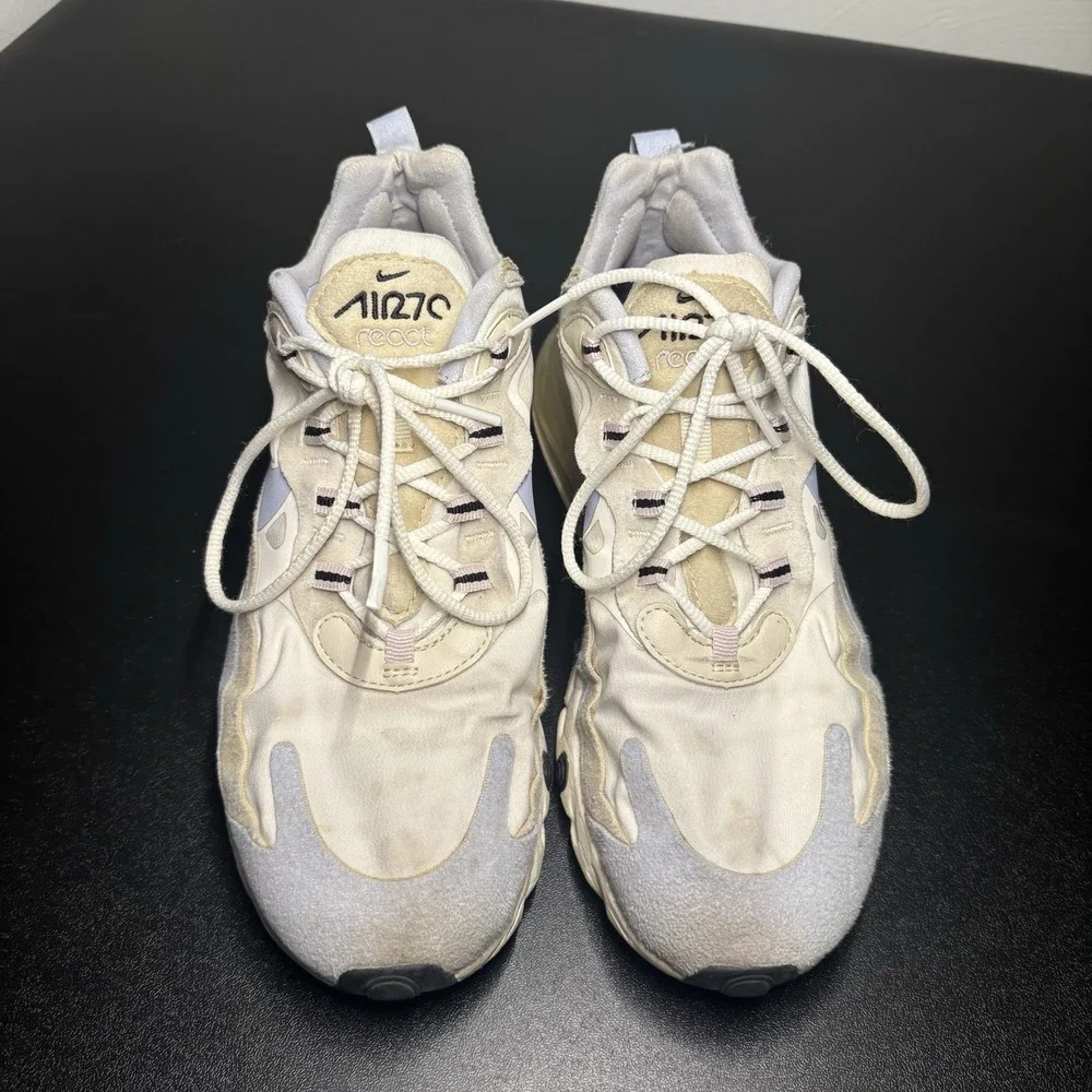 Nike Air Max 270 React CT1287-100 White Running Shoes‎ Sneakers Women's Size 9